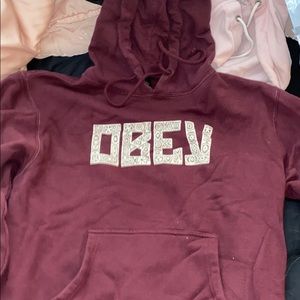 maroon OBEY sweatshirt